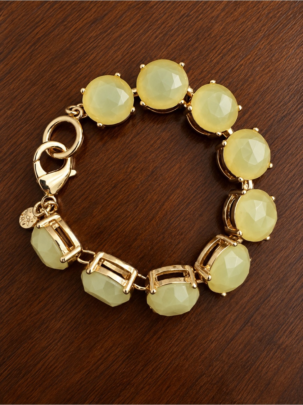 J.Crew - Light Green, Faceted Stone, Gold Tone Bracelet